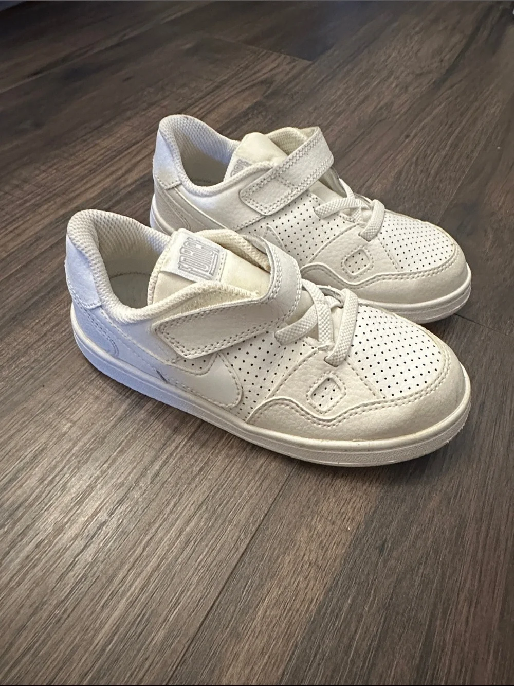 Kids White Velcro Nike Air Force